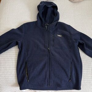 L.L. Bean Navy Zipper-Up Hoodie Fleece Coat
